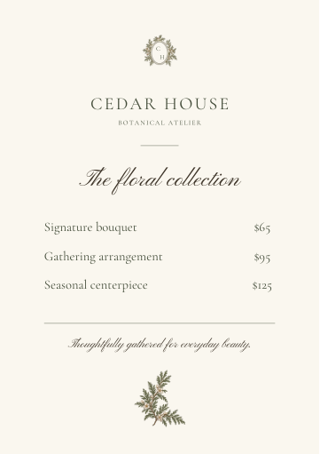 Price List & Menu reduced actual template preview